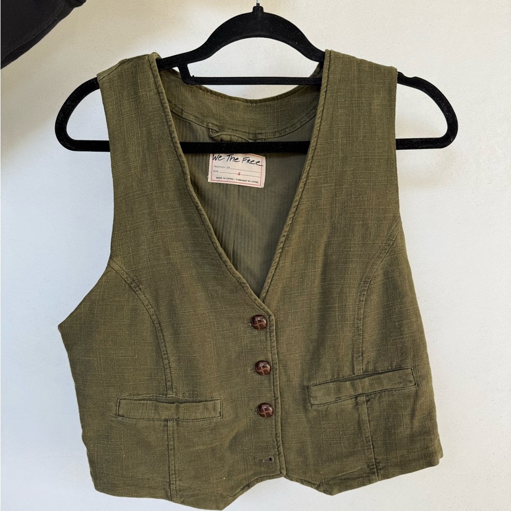 FREE PEOPLE OLIVE GREEN VEST SIZE SMALL